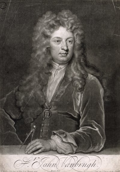 Sir John Vanbrugh, graviert von John Simon von Godfrey Kneller